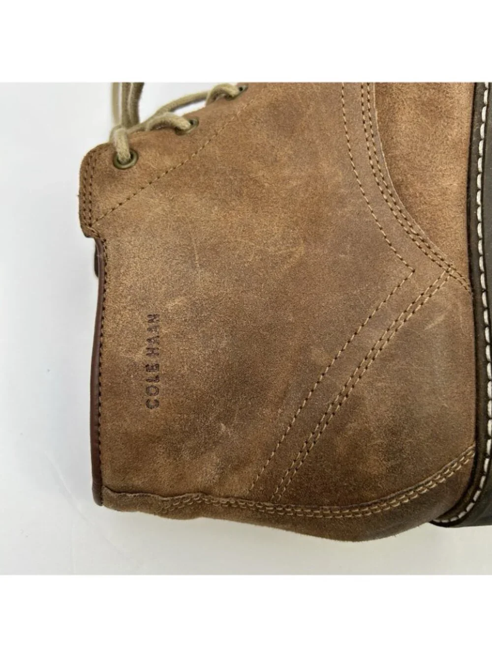 Cole Haan Grand OS Mens Size 10.5 Chukka Brown Leather Boots Lace Up Shoes